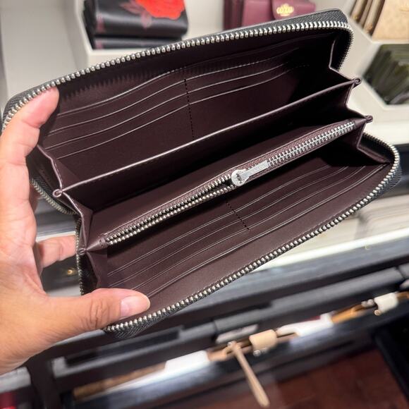 Coach Long Zip Around Wallet With Floral Print CCL36 Black/Purple - Picture 3 of 4